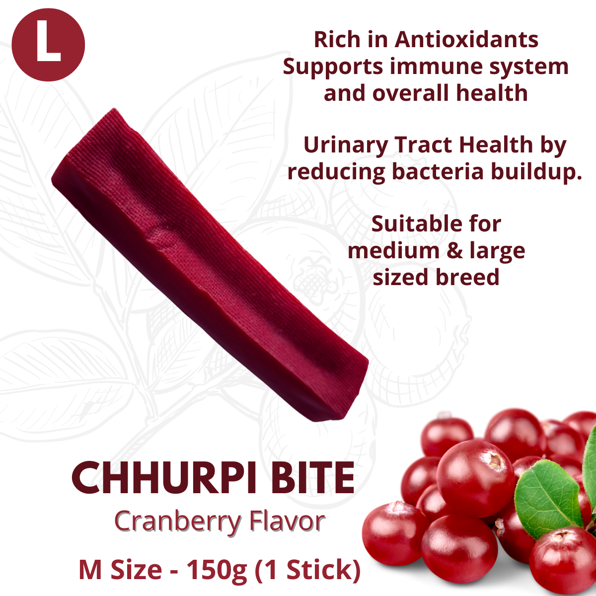WagglyCove Premium Chhurpi Bite Yak Chew Cheese (Flavored) - Natural dental dog treats and chew | 天然狗狗耐咬起司洁牙磨牙棒