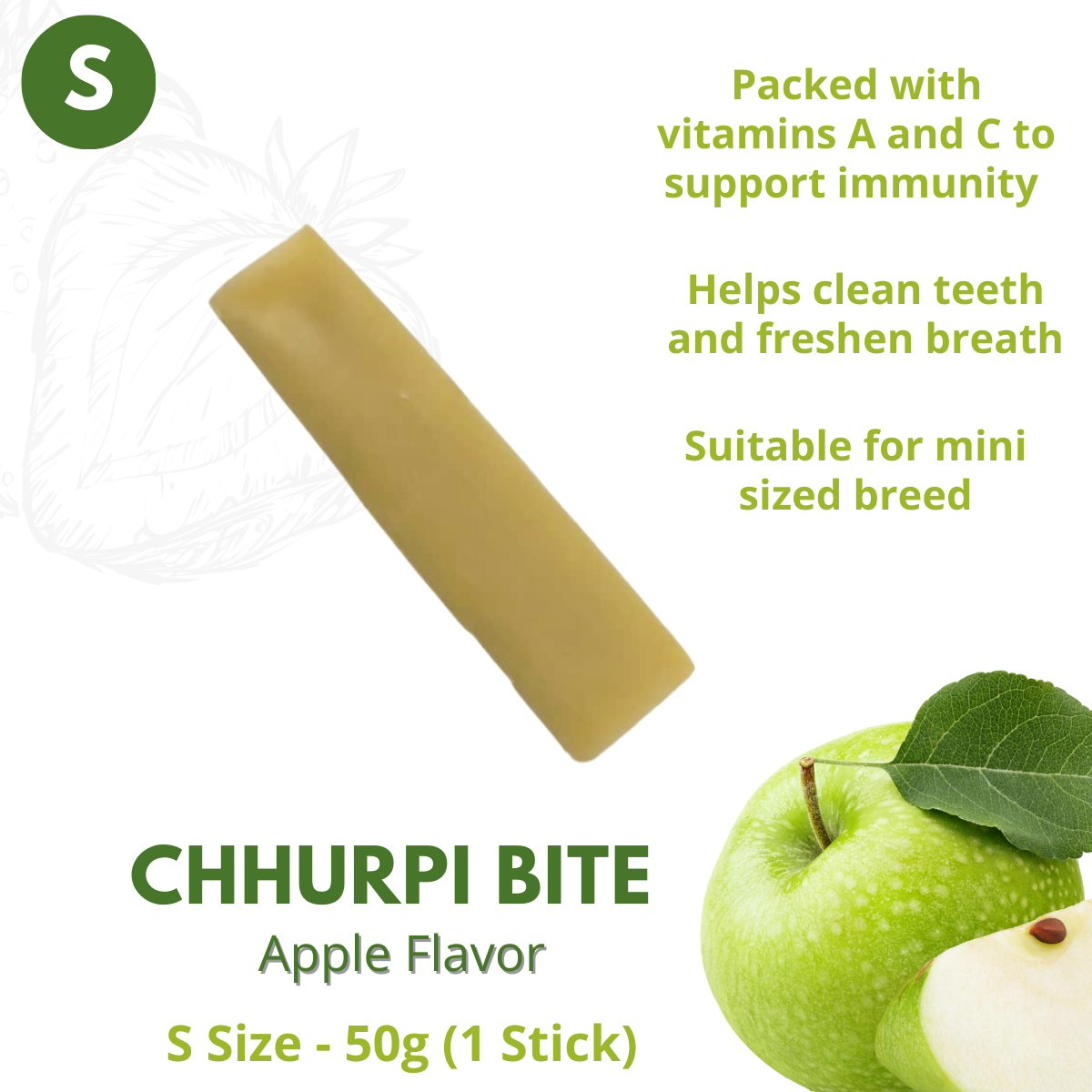 WagglyCove Premium Chhurpi Bite Yak Chew Cheese (Flavored) - Natural dental dog treats and chew | 天然狗狗耐咬起司洁牙磨牙棒
